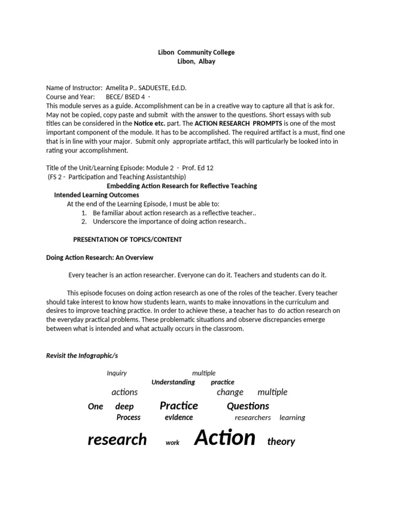 Prof Ed 12: Action Research in Teaching | PDF | Action Research | Teachers