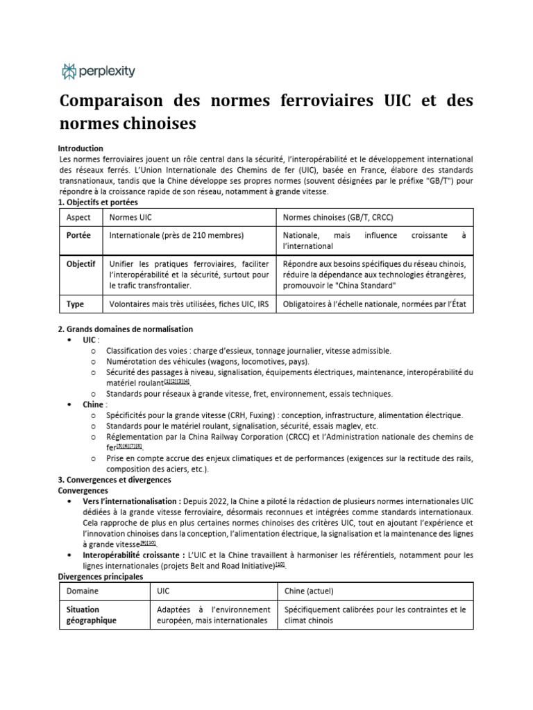 Normes ferroviaires UIC vs Chinoises | PDF | Écartement des rails ...