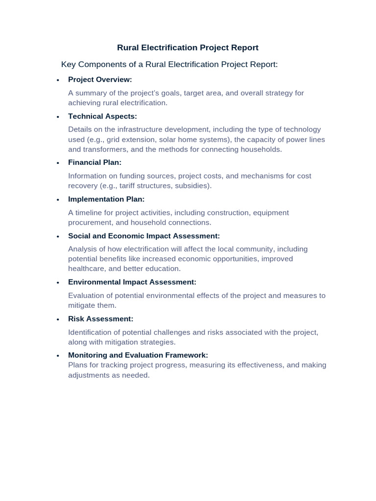 Rural Electrification Project Overview | PDF | Electric Power ...