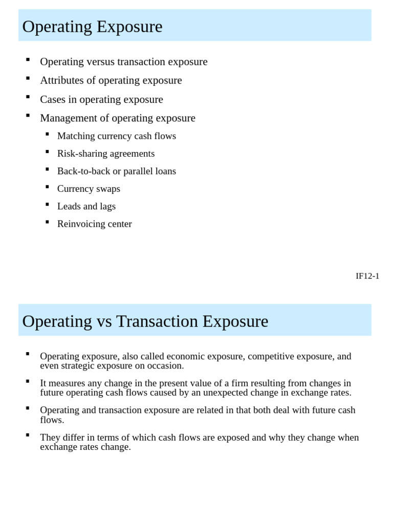 Managing Operating Exposure in Finance | PDF | Swap (Finance ...