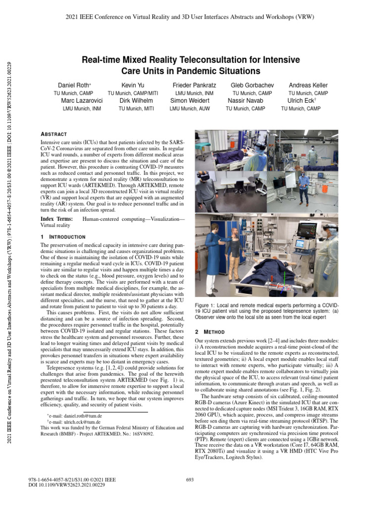 Real-Time Mixed Reality Teleconsultation For Intensive Care Units in ...