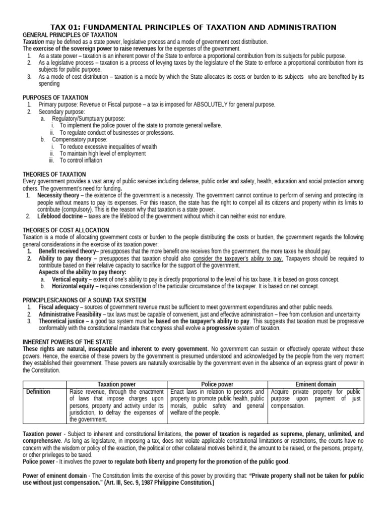 Principles of Taxation and Administration | PDF | Taxes | Double Taxation