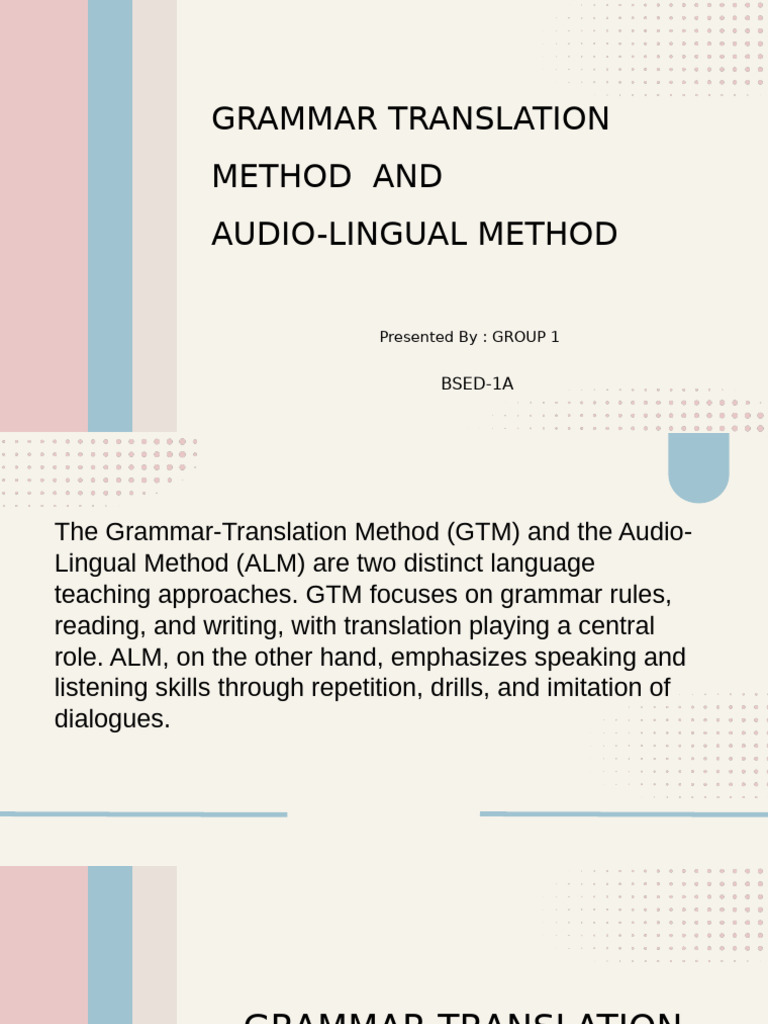 Grammar-Translation vs. Audio-Lingual Methods | PDF | Behavior ...