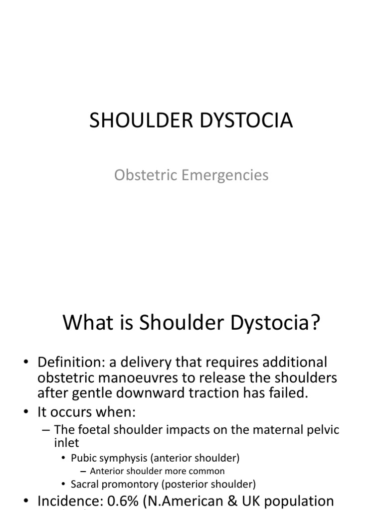 Shoulder Dystocia Notes PDF Childbirth Pelvis