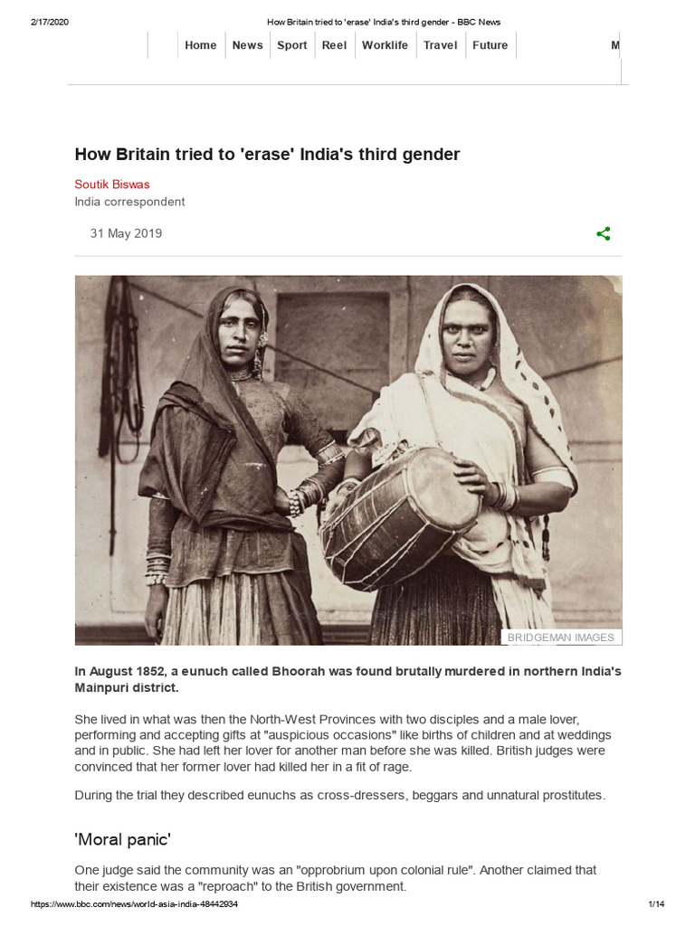 Colonial Erasure of India's Third Gender | PDF | Gender | Gender Studies