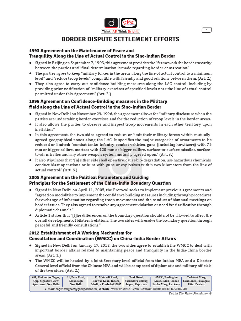 India-China Border Agreements Overview | PDF | International Relations ...