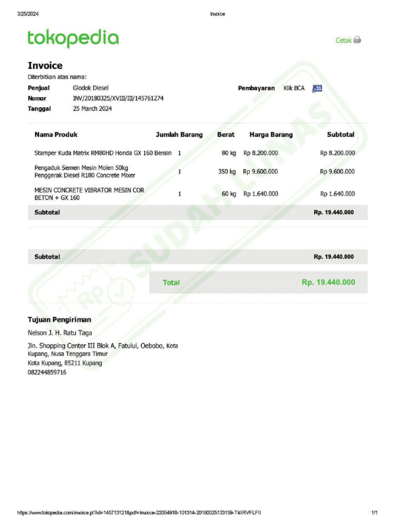 Nota Alat | PDF