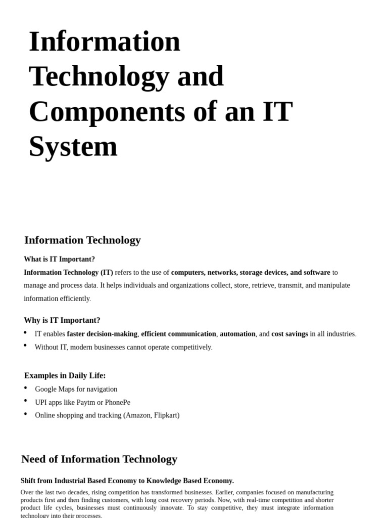 Components of an IT System Explained | PDF | Customer Relationship ...