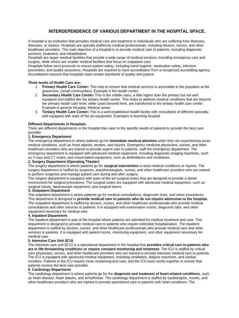 RGY 402 Interdependece of Various Departments. | PDF | Neurology | Surgery