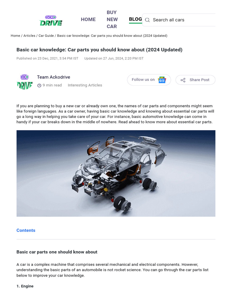 Basic Car Knowledge You Should Know About | PDF | Brake | Trunk (Car)