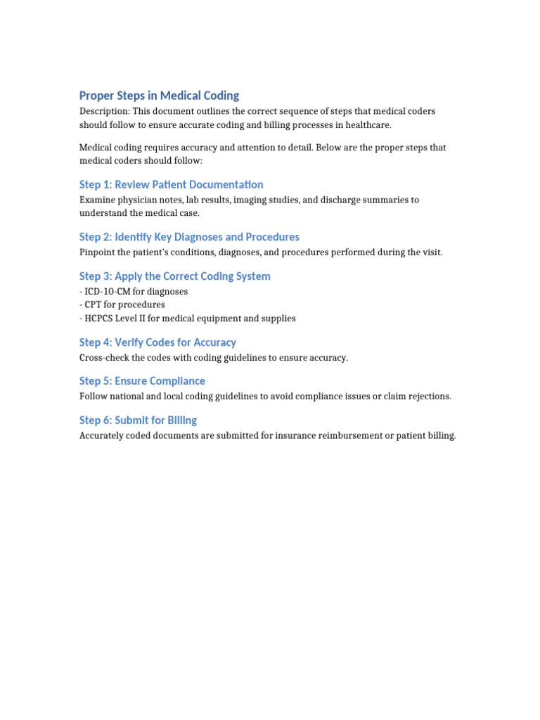 Steps for Accurate Medical Coding | PDF