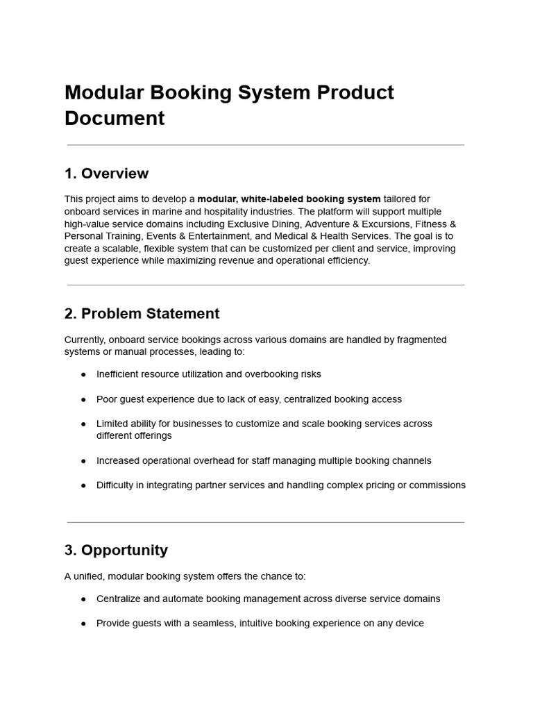 Modular Booking System for Onboard Services | PDF | Usability | Scalability