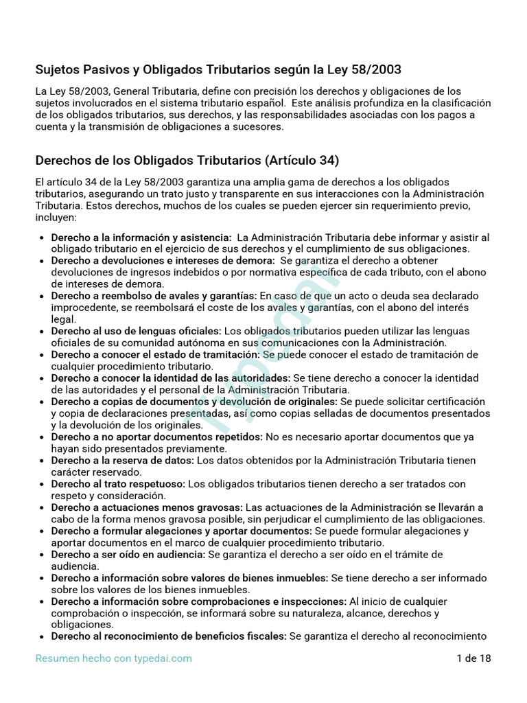 Sujetos Pasivos en la Ley Tributaria Española | PDF | Herencia ...