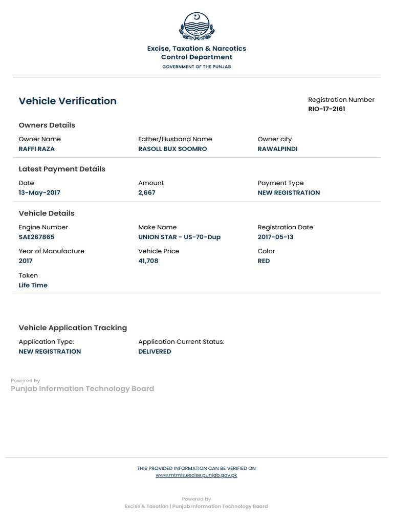 Vehicle Verification: Owners Details | PDF