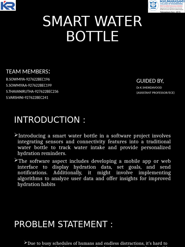 Smart Water Bottle Project Overview | PDF | Mobile App | Usability