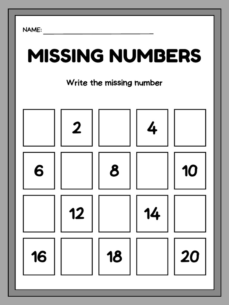 Missing Numbers Worksheet for Kids | PDF
