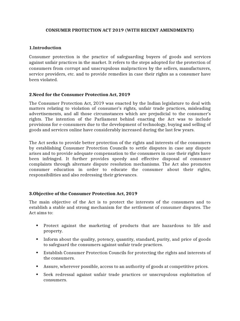 Consumer Protection Act 2019 - Sumona Maams Notes | PDF | Consumer ...