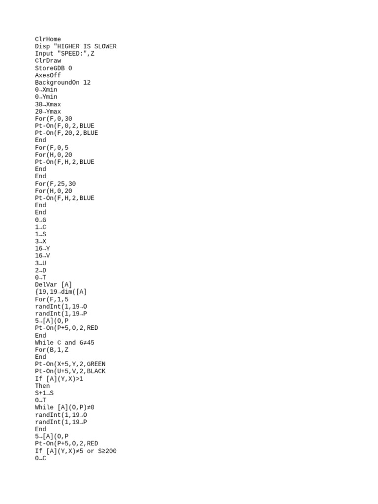 Program Snake Game on TI-84 Plus | PDF