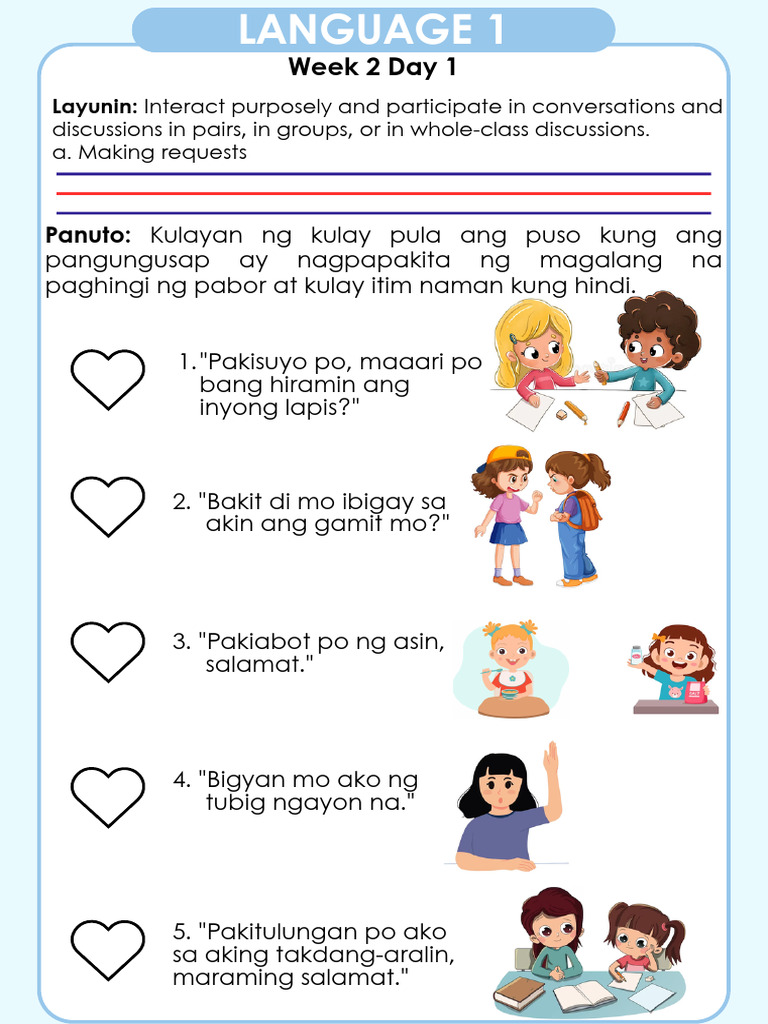Language Worksheet Week 2 | PDF