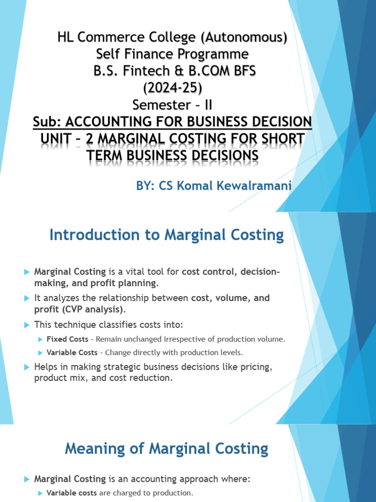 Marginal Costing for Business Decisions | PDF | Cost Accounting ...