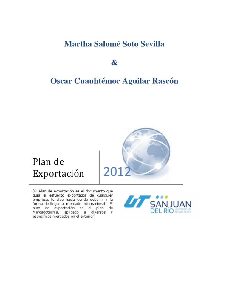 Plan de Exportación | PDF | Carta de crédito | Competitividad