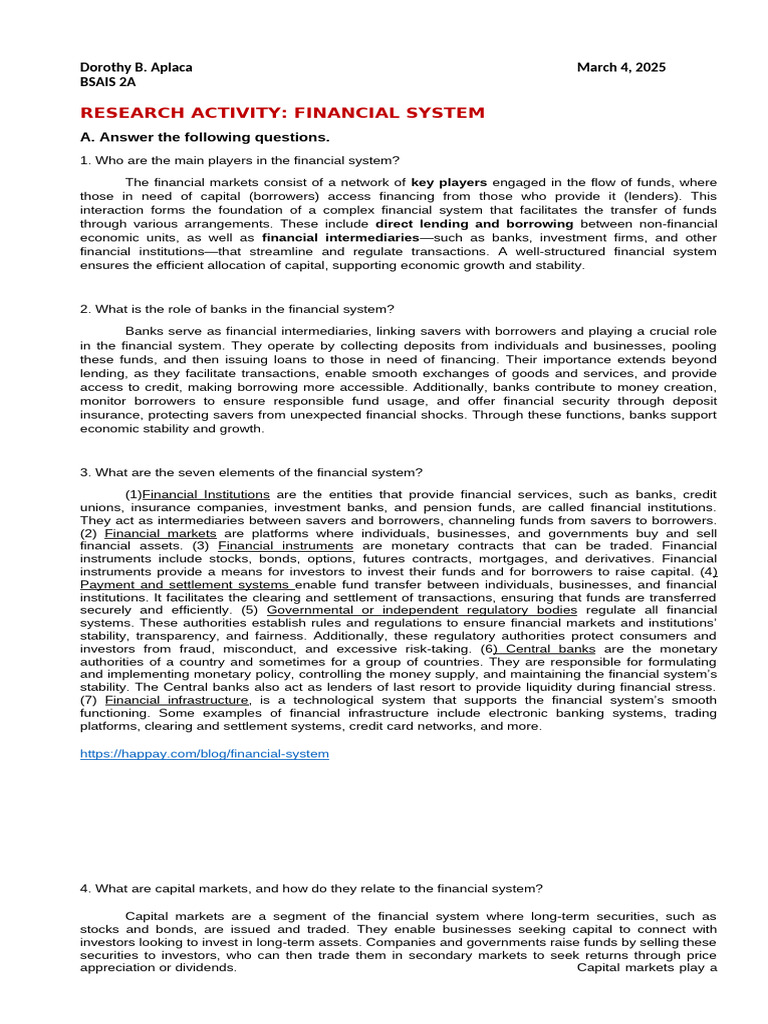 Key Players in the Financial System | PDF | Insurance | Banks