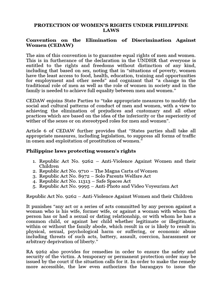 Women's Rights Protection in Philippine Law | PDF | Sexual Harassment ...