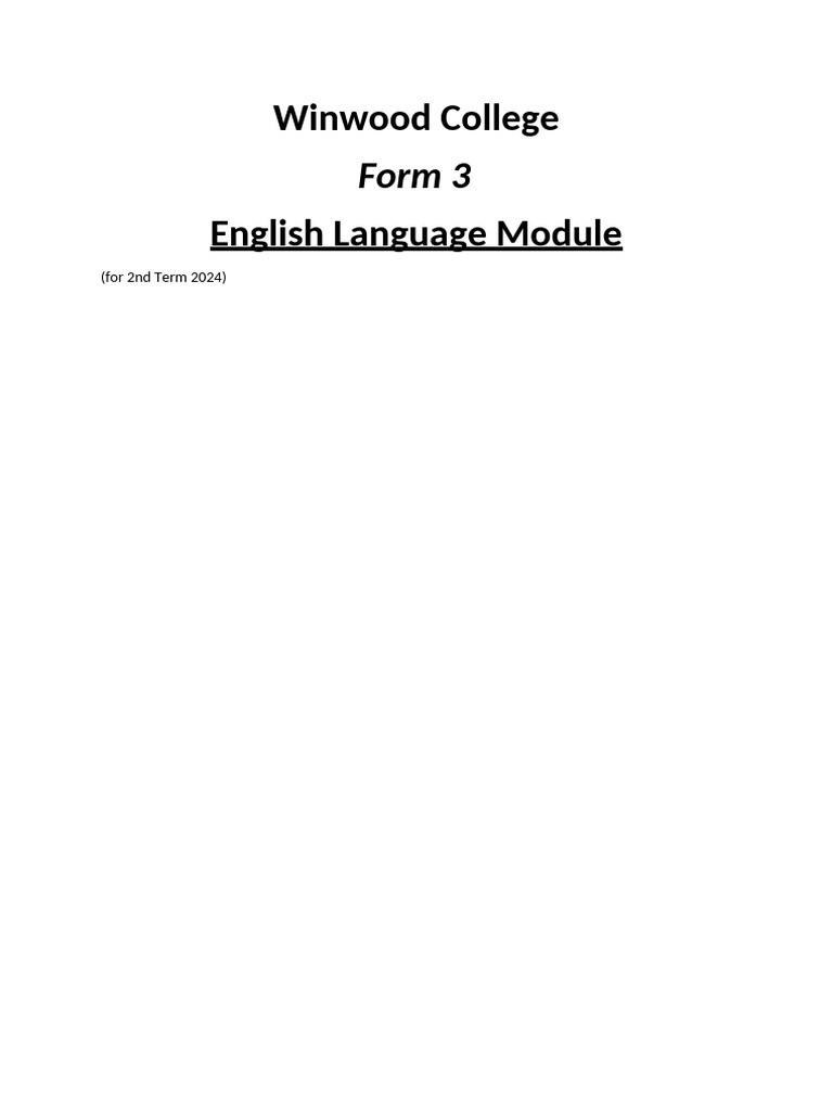 Form 3 Module English Language (2nd Term 2024) | PDF | Diary | News