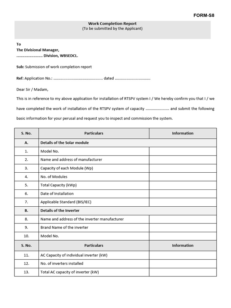 Work Completion Report (S8) | PDF | Electromagnetism | Equipment