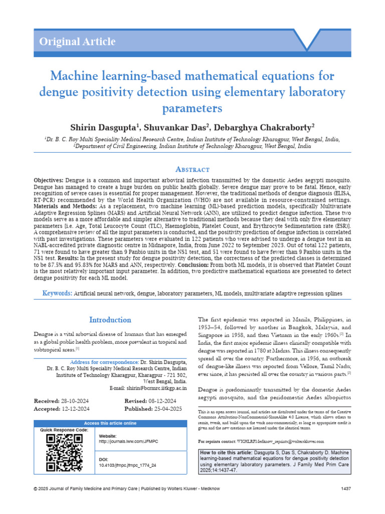 Machine Learning for Dengue Detection | PDF | Human Diseases And ...