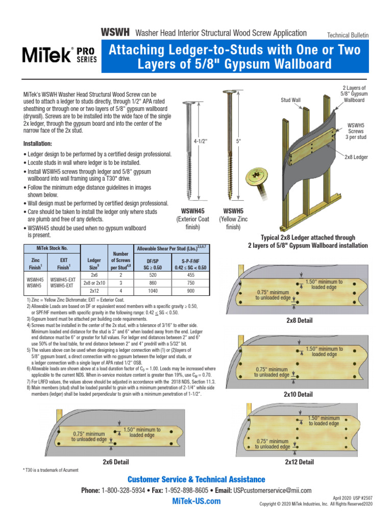 Ledger-to-Stud Attachment Guide | PDF | Drywall | Wallcoverings