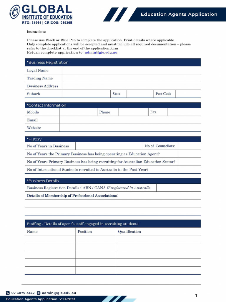 Education Agents Application Form 1 Min | PDF