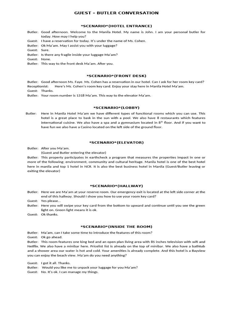 Butler-Guided Hotel Experience | PDF