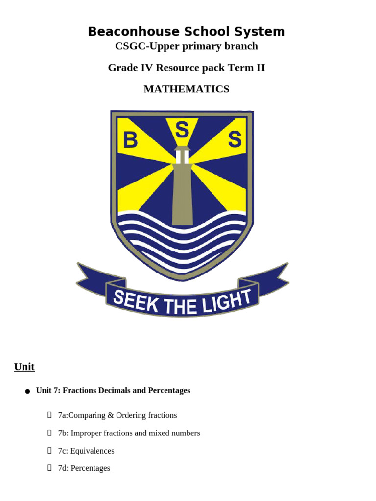 Unit 7-Reinforcement Pack | PDF | Percentage | Division (Mathematics)