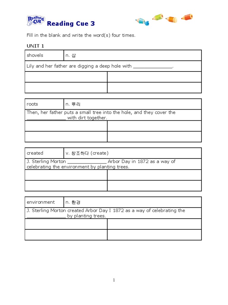 Reading Cue 3: Vocabulary Practice | PDF | Nature