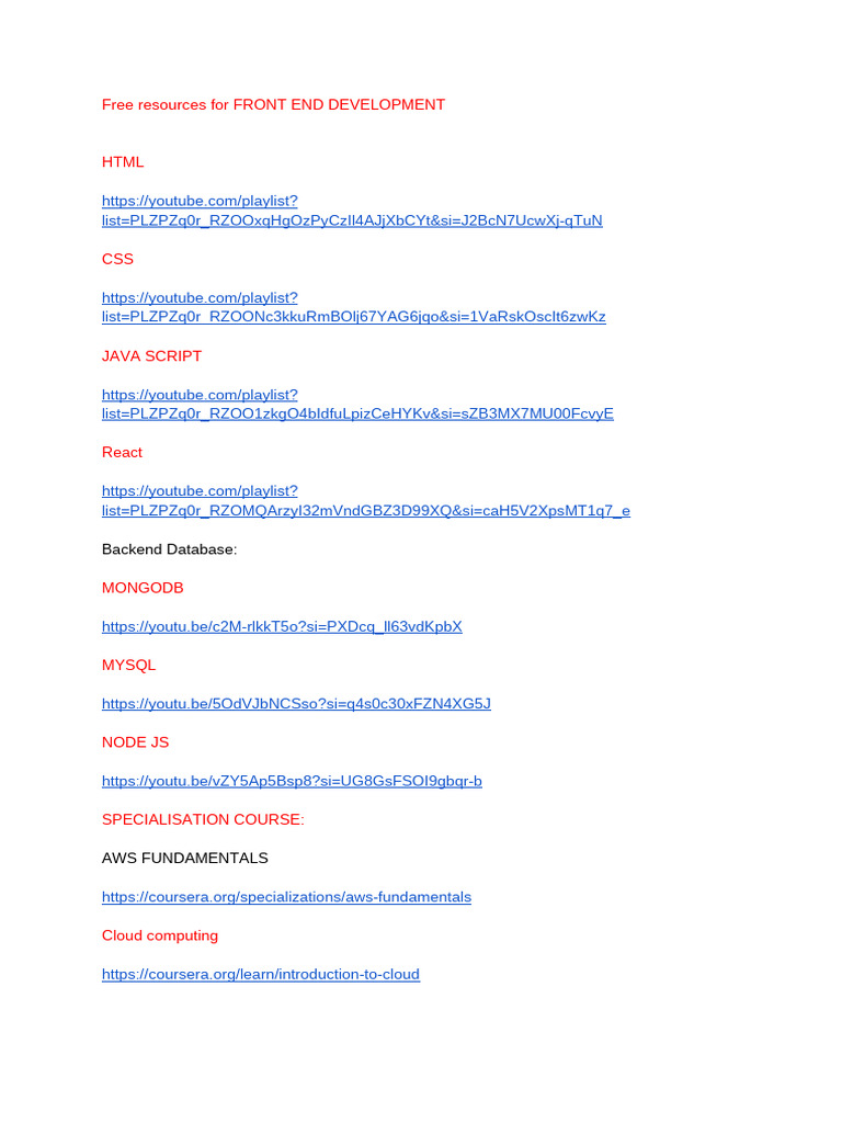 Free Front End Development Resources | PDF