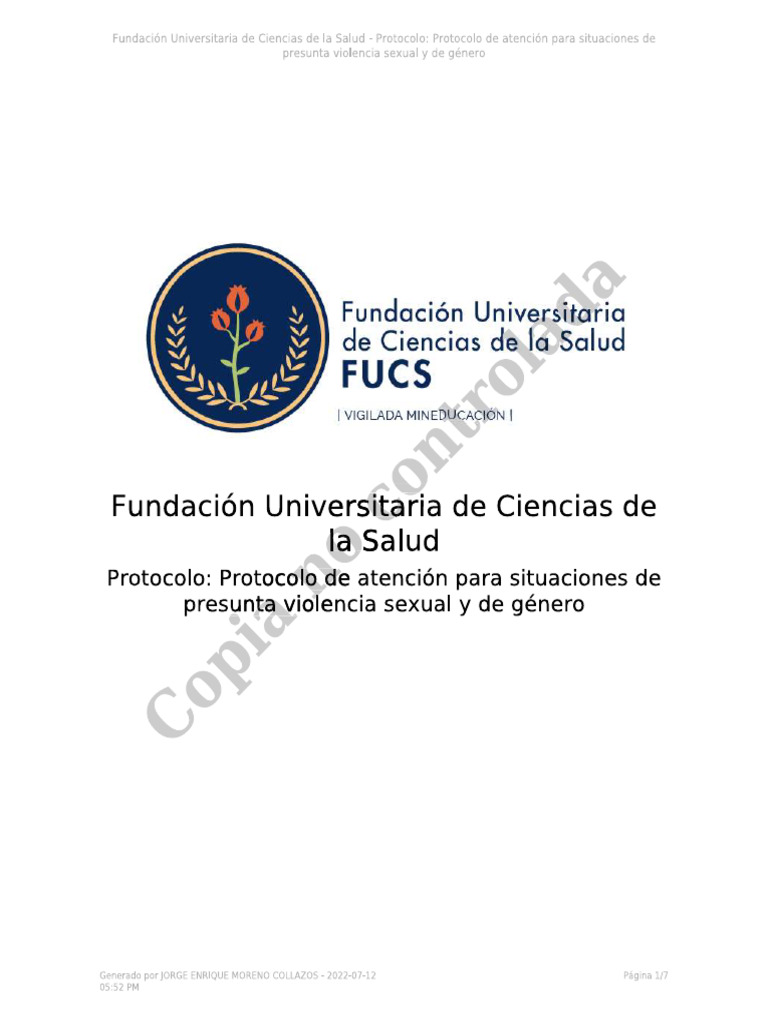 Protocolo de Violencia Sexual y de Genero | PDF
