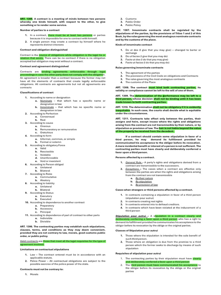 Understanding Contracts and Obligations | PDF | Misrepresentation ...