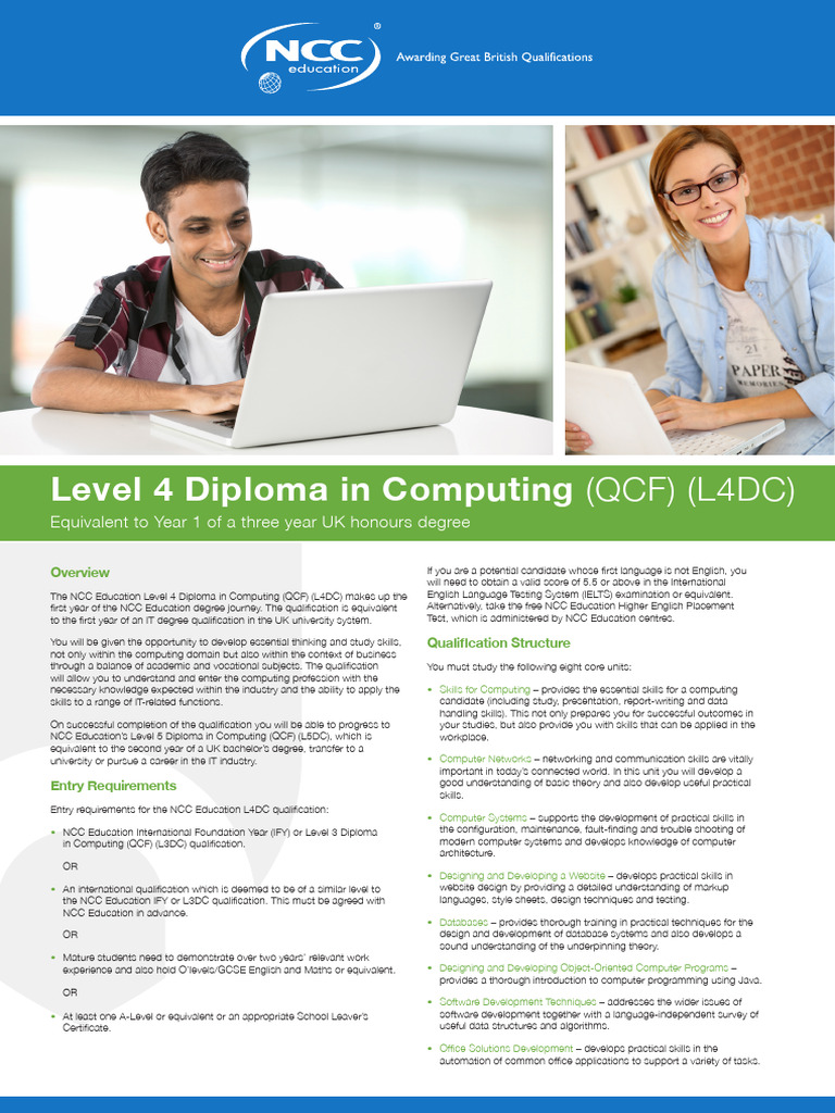 Level 4 Diploma in Computing Overview | PDF | Academic Degree | Diploma