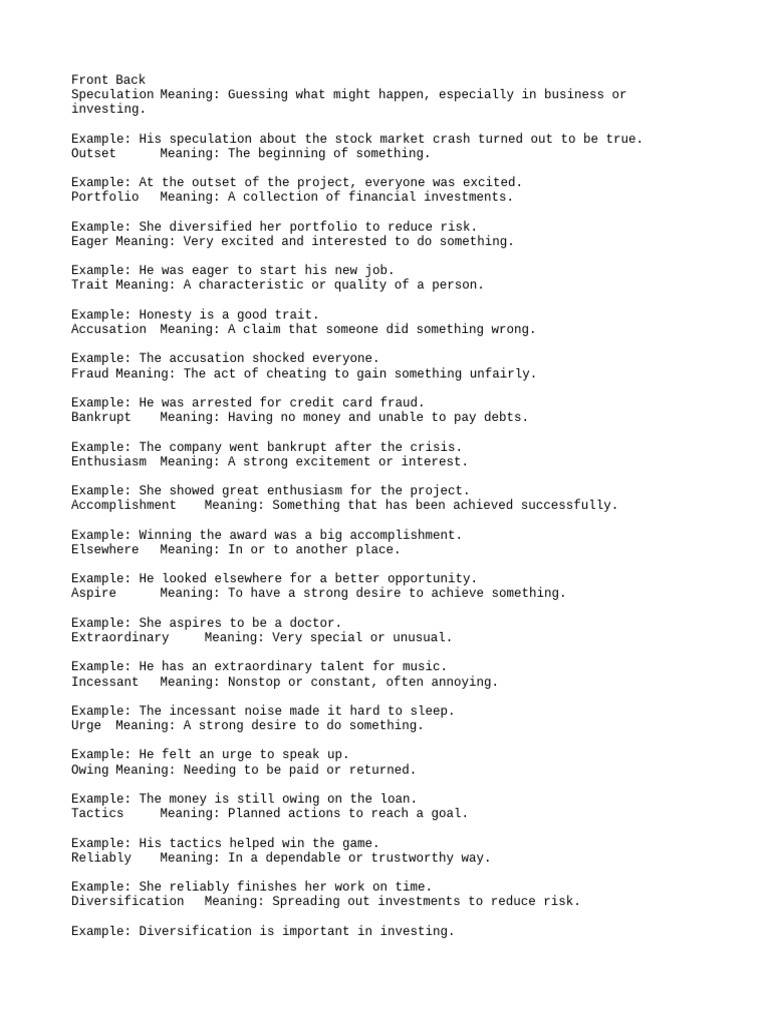 Key Financial Terms and Meanings | PDF