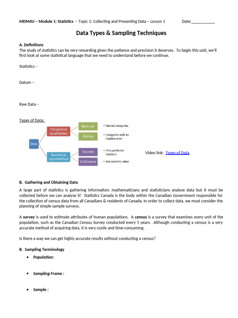 1.1A Sampling Techniques | PDF | Sampling (Statistics) | Census