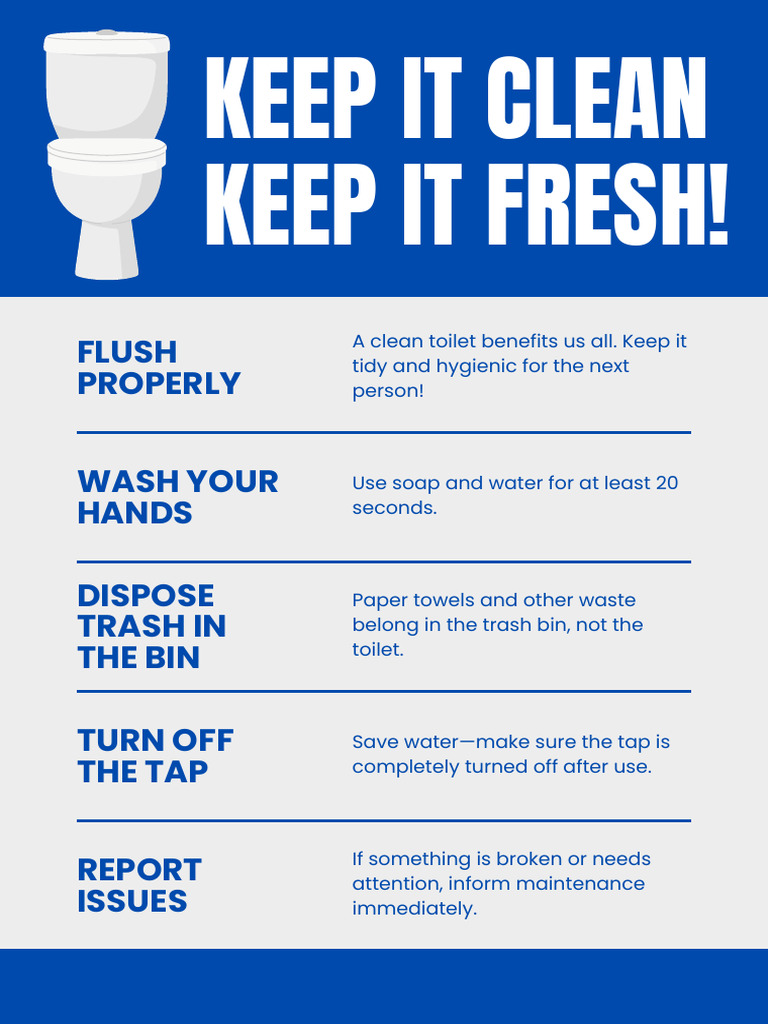 Blue White Bathroom Rules Poster PDF | PDF