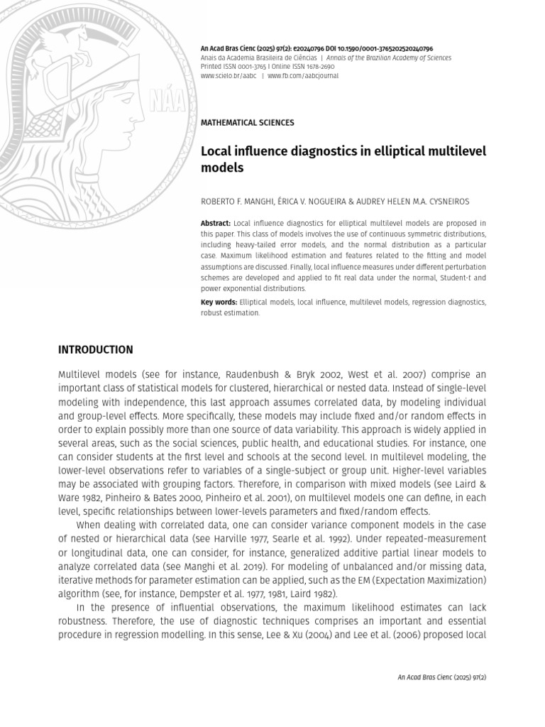 Local Influence in Multilevel Models | PDF | Multilevel Model | Linear ...