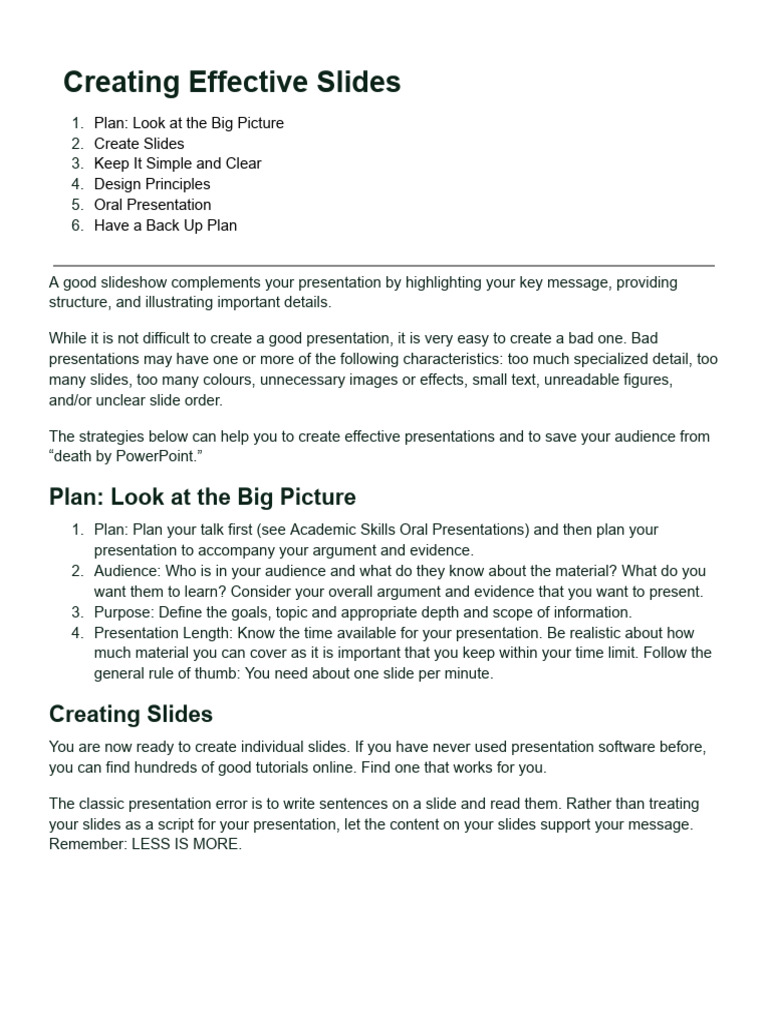 Creating Effective Slides and Presentations | PDF | Public Speaking ...