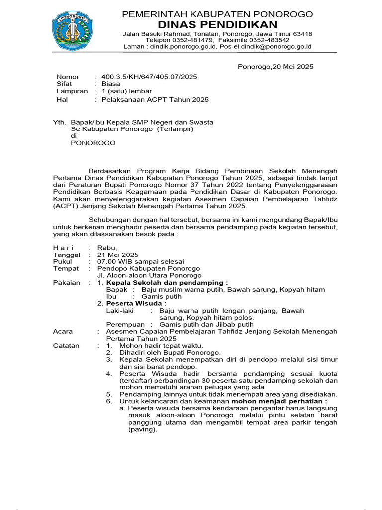 Undangan Pelaksana Acpt 2025 | PDF