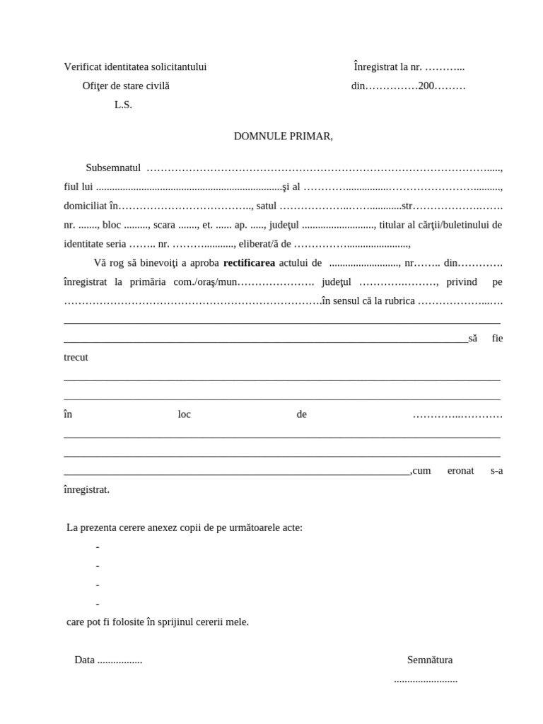 Cerere Rectificare | PDF