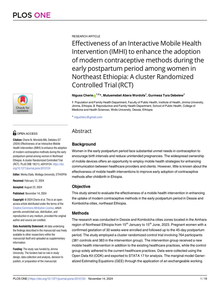 Effectivness of MHealth&EPPC | PDF | Family Planning | Childbirth