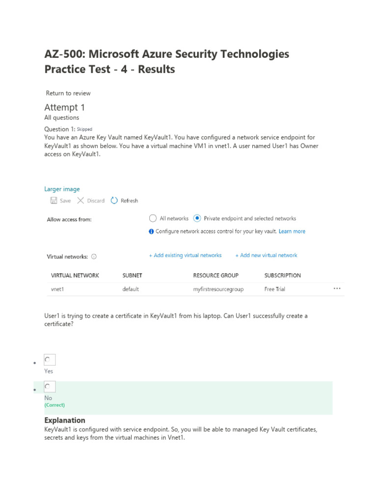 AZ-500 Azure Security Technologies Test | PDF | Computer Network ...