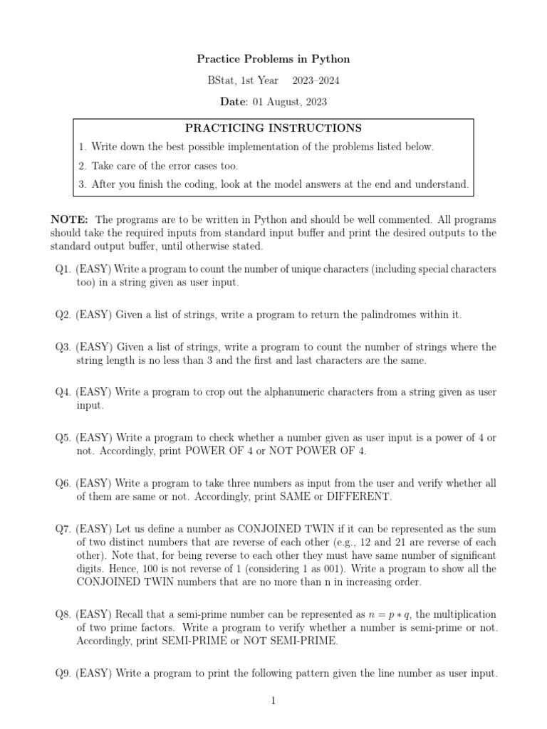 Practice Problems 1 | PDF | String (Computer Science) | Computer ...