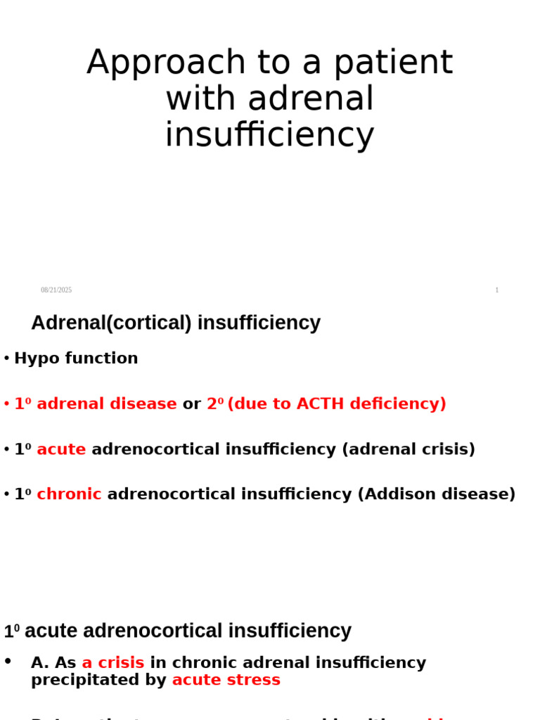 Adrenal Insufficiency: Diagnosis & Treatment | PDF | Adrenal Gland ...